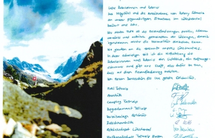 Lettera di ringraziamento di Blatten